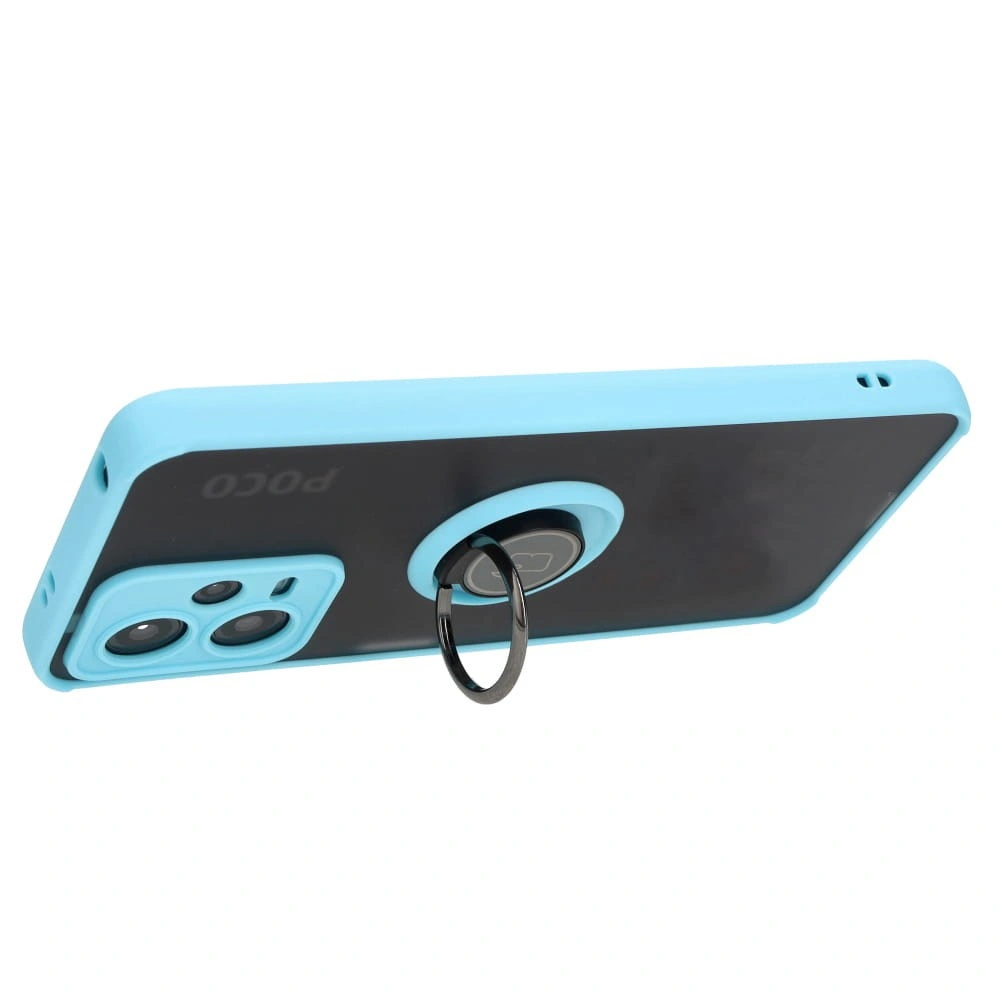 Bizon Case Hybrid Ring Xiaomi Poco X5 / Redmi Note 12 5G smoky with a light blue frame