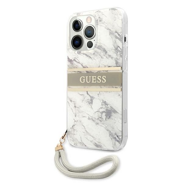 Guess GUHCP13XKMABGR Apple iPhone 13 Pro Max grey hardcase Marble Strap Collection