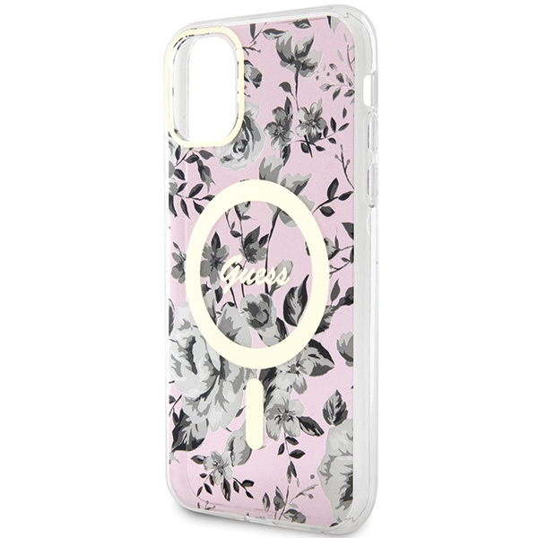 Guess GUHMN61HCFWSP Apple iPhone 11/XR pink hardcase Flower MagSafe