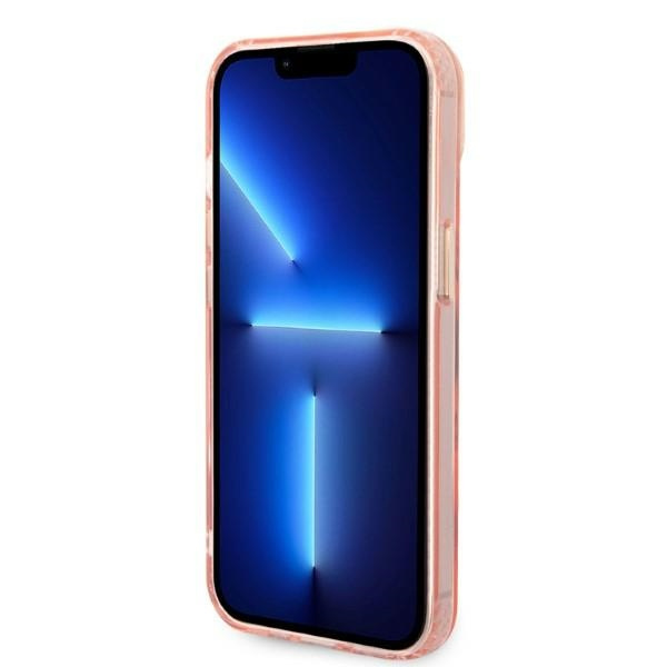Guess GUHMP14MHTCMP Apple iPhone 14 Plus pink hard case Gold Outline Translucent MagSafe