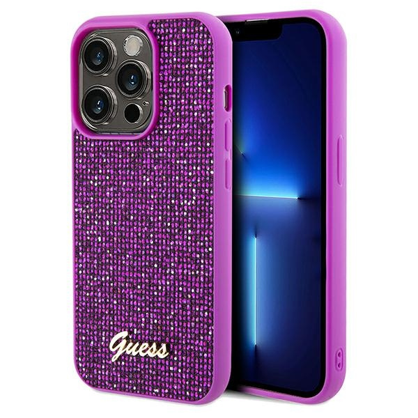 Guess GUHCP14LPMSDGSF Apple iPhone 14 Pro hardcase Disco Metal Script fuschia
