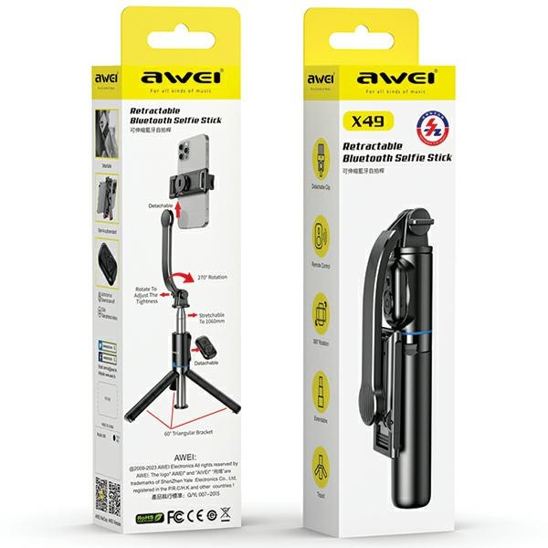AWEI X49 Selfie Stick black