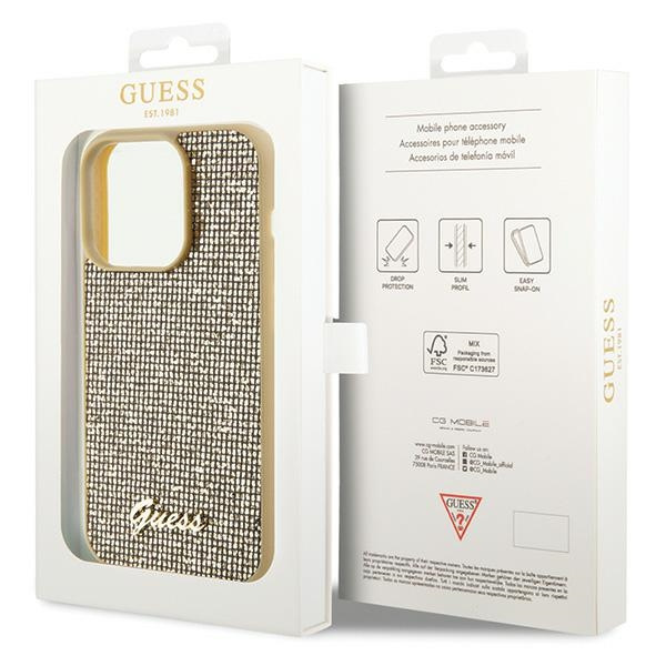 Guess GUHCP15LPMSDGSD Apple iPhone 15 Pro hardcase Disco Metal Script gold