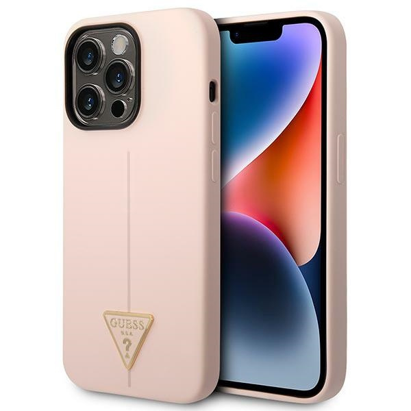 Guess GUHCP14XSLTGP Apple iPhone 14 Pro Max pink hardcase Silicone Triangle