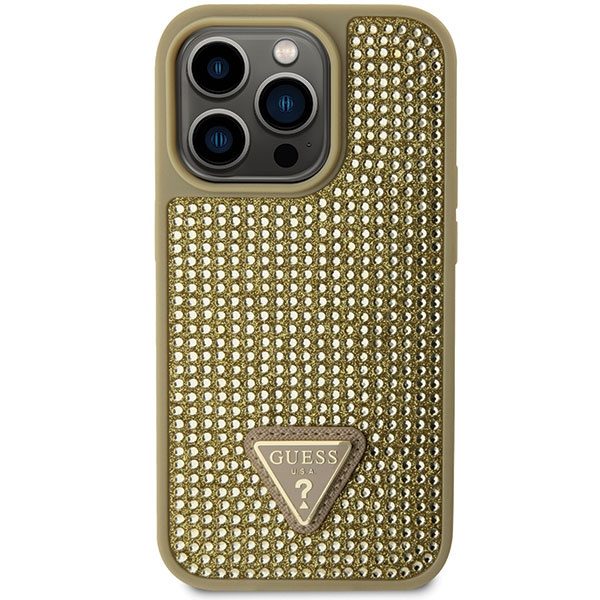 Guess GUHCP14LHDGTPD Apple iPhone 14 Pro gold hardcase Rhinestone Triangle