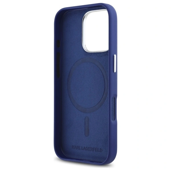Karl Lagerfeld KLHMP16LPGMSRPB Apple iPhone 16 Pro hardcase FW Metal Plate MagSafe blue