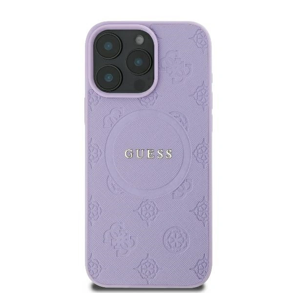 Case Guess GUHMP16XPSAPSMEU Apple iPhone 16 Pro Max hardcase Saffiano Peony Classic Logo MagSafe purple