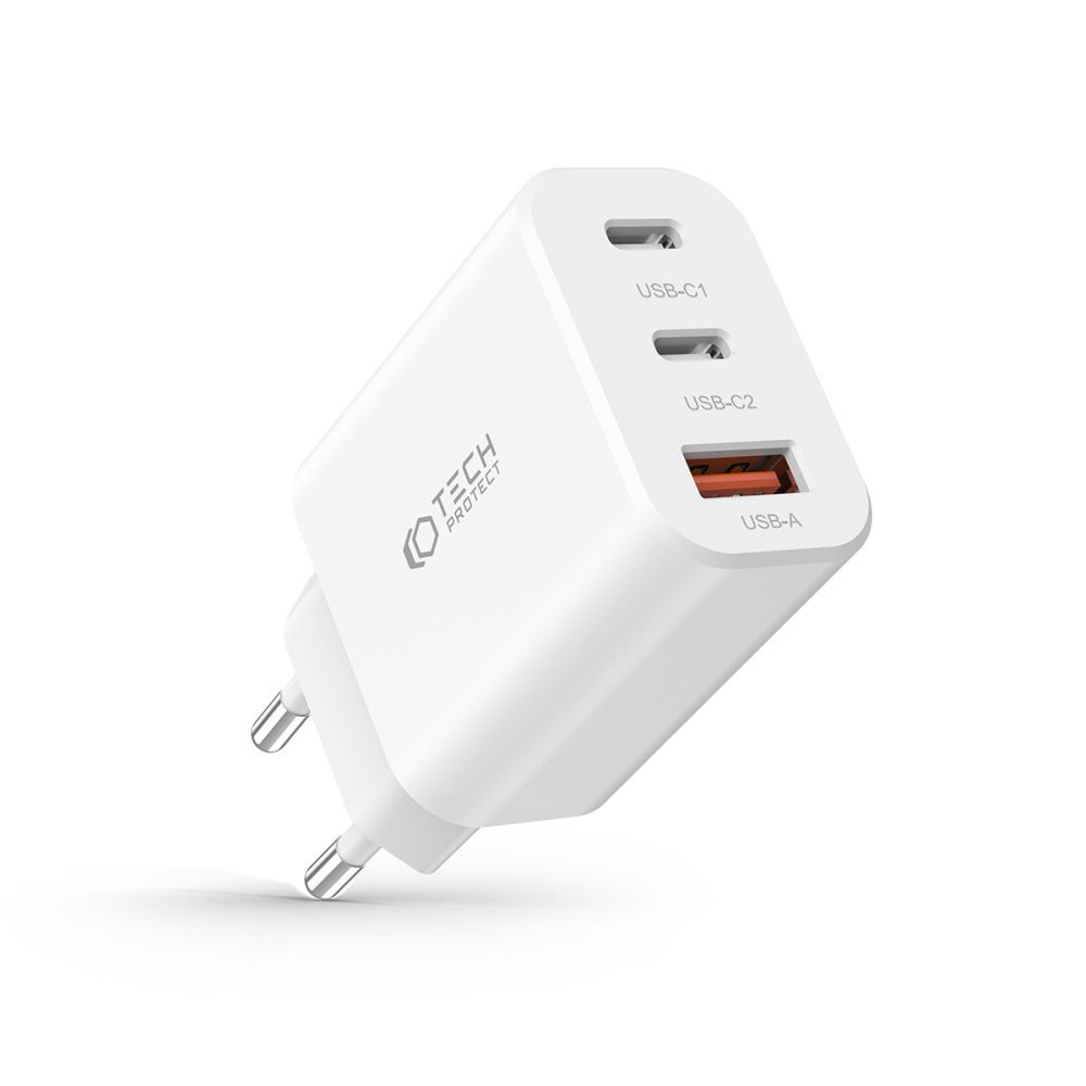 Tech-protect C30W 3-port Network Charger PD 30W QC 3.0 White