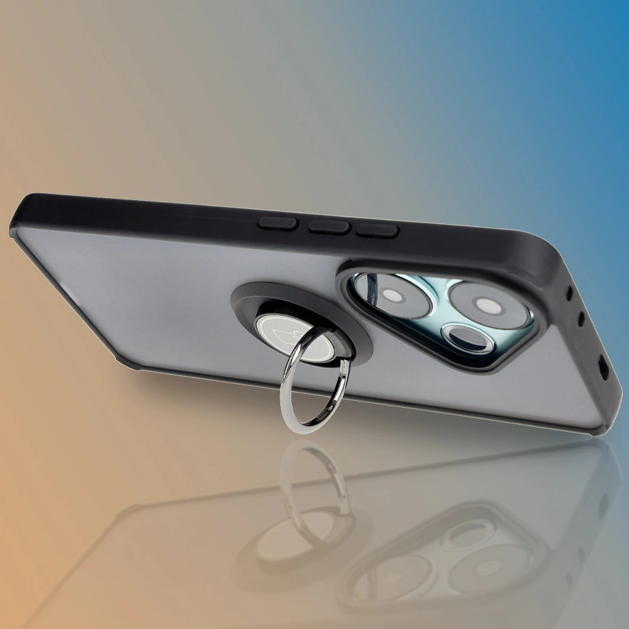 Bizon Case Hybrid Ring Xiaomi Poco F6 smoky with a black frame