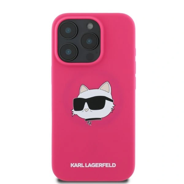 Case Karl Lagerfeld KLHMP16XSCHPPLF Apple iPhone 16 Pro Max hardcase Silicone Choupette Head Print MagSafe fuchsia