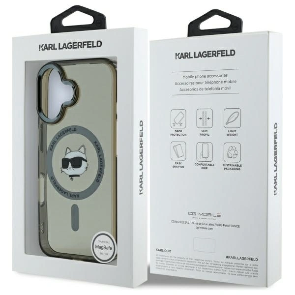 Karl Lagerfeld KLHMP16MHLSCHK Apple iPhone 16 Plus hardcase IML Metal Choupette Head MagSafe black
