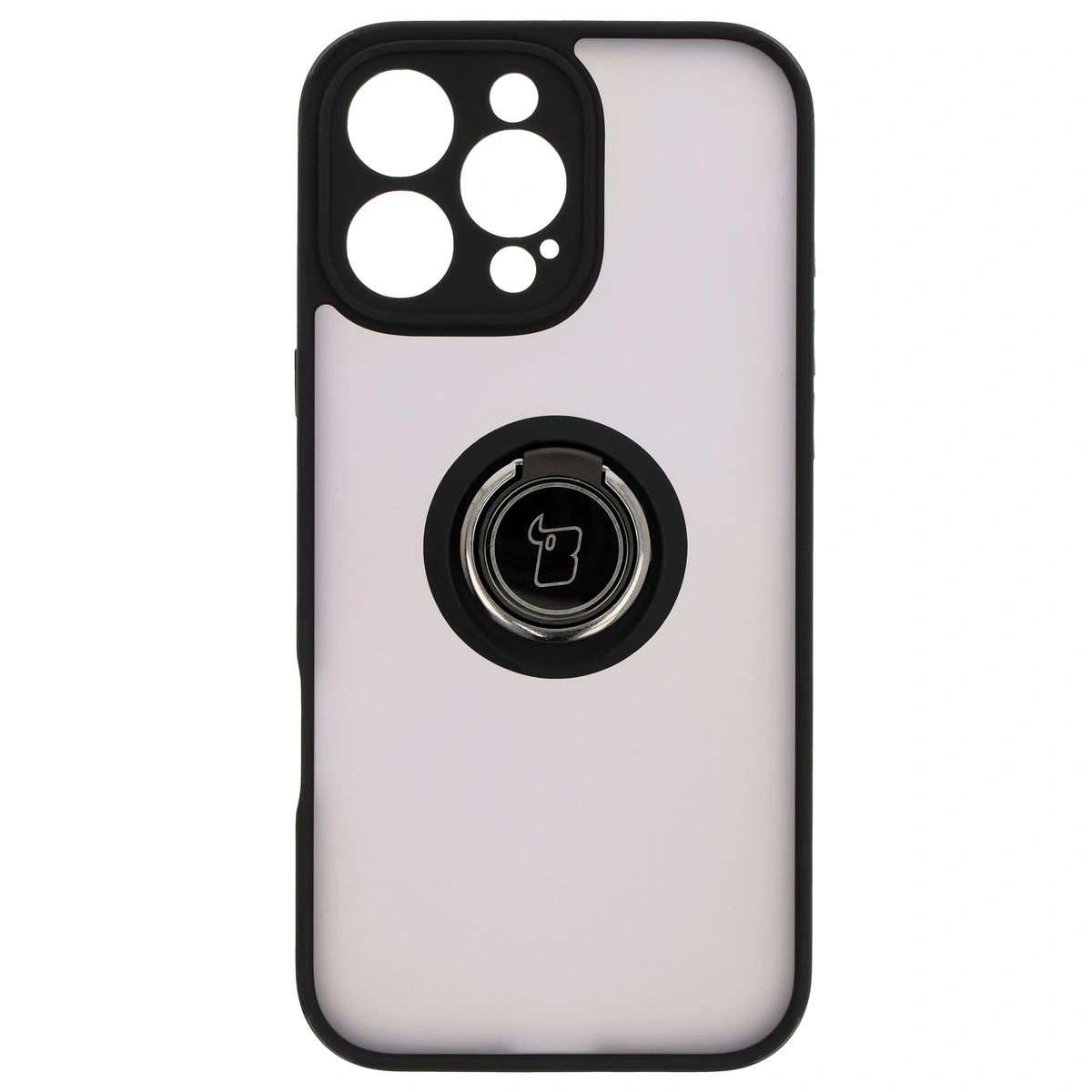 Bizon Case Hybrid Ring Apple iPhone 16 Pro Max smoky with a black frame