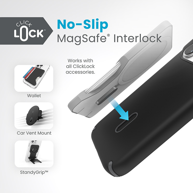 Speck Presidio2 Pro ClickLock & MagSafe Apple iPhone 15 Pro (Black/Slate Grey/White)