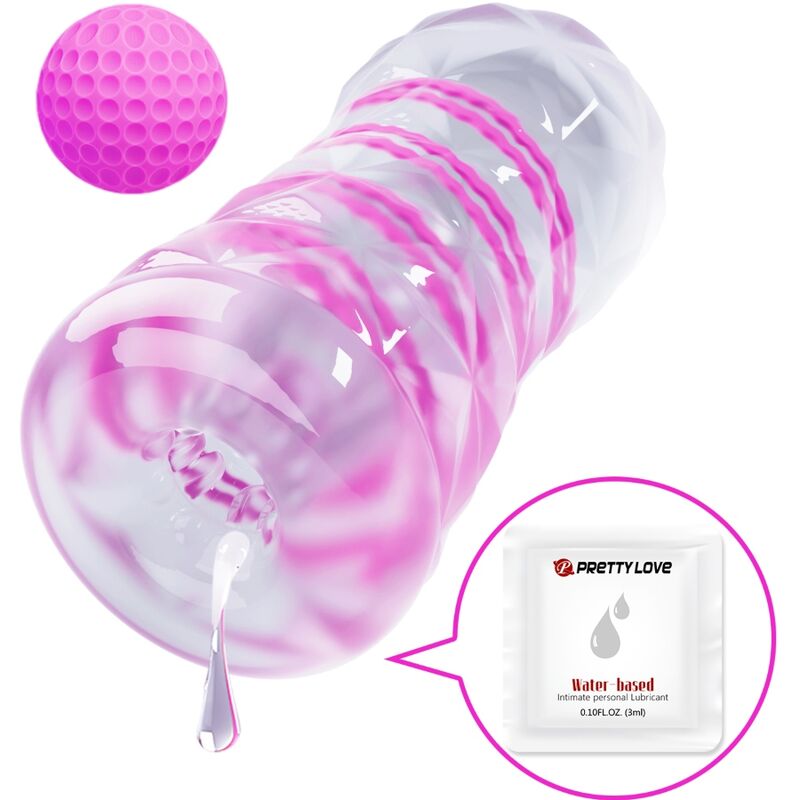 PRETTY LOVE - FANTASY MALE MASTURBATOR WITH INTERNAL SPIRAL AND BALLS TRANSPARENT