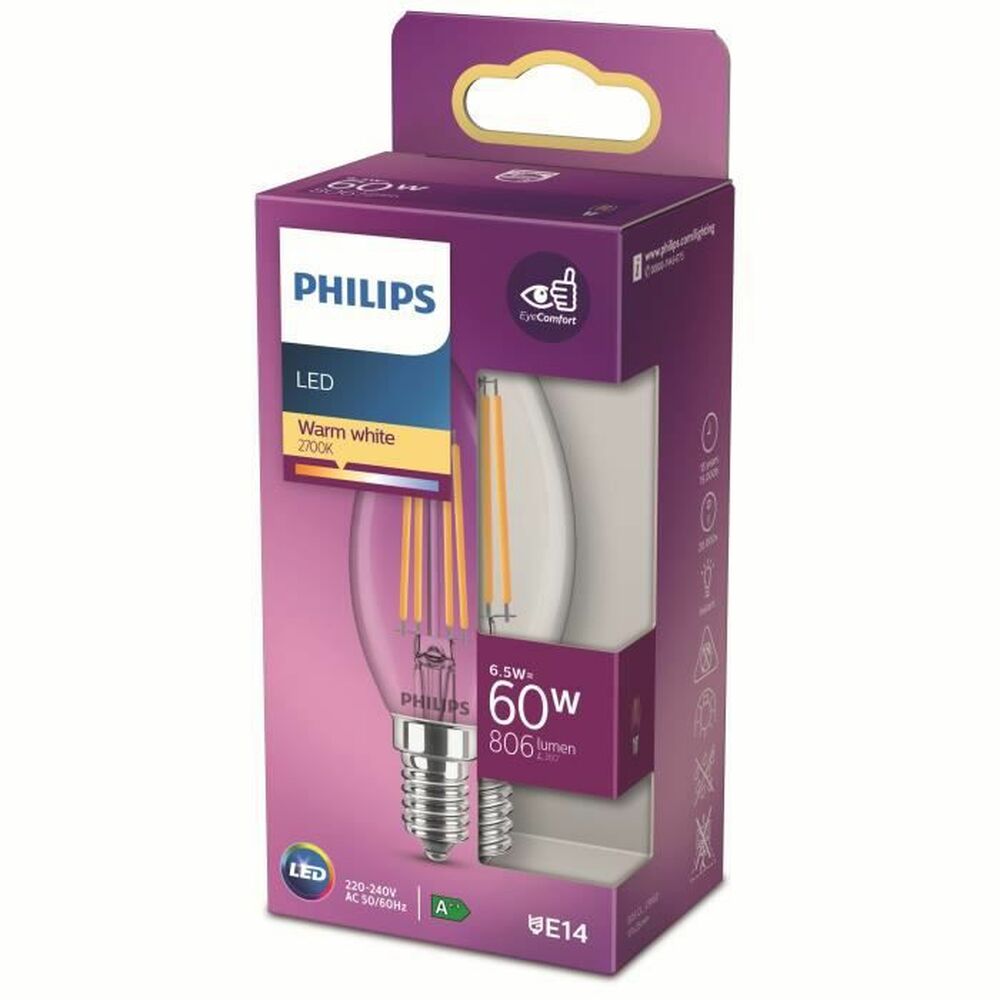 Candle LED Light Bulb Philips Equivalent  E14 60 W