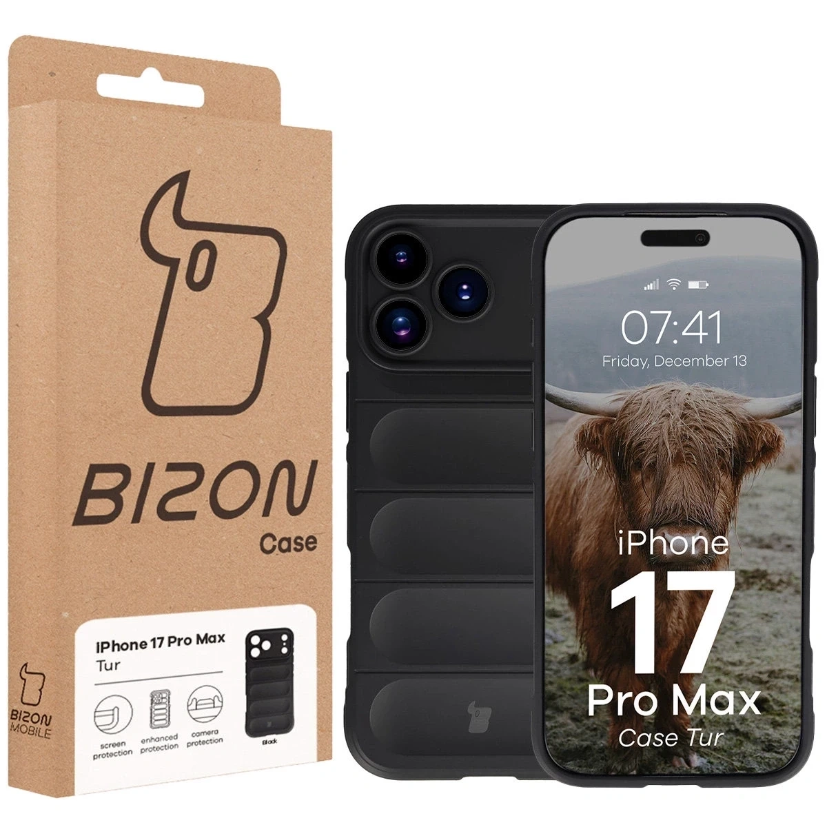 Pancerne etui Bizon Case Tur do Apple iPhone 17 Pro Max czarne
