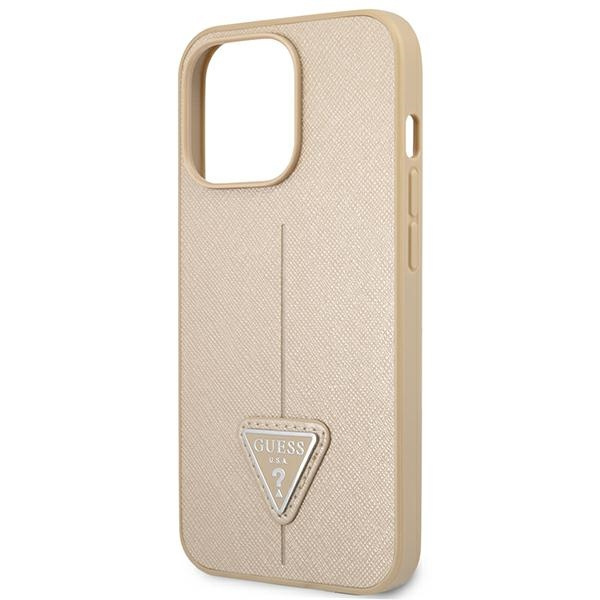 Guess GUHCP14LPSATLE Apple iPhone 14 Pro beige hardcase SaffianoTriangle Logo