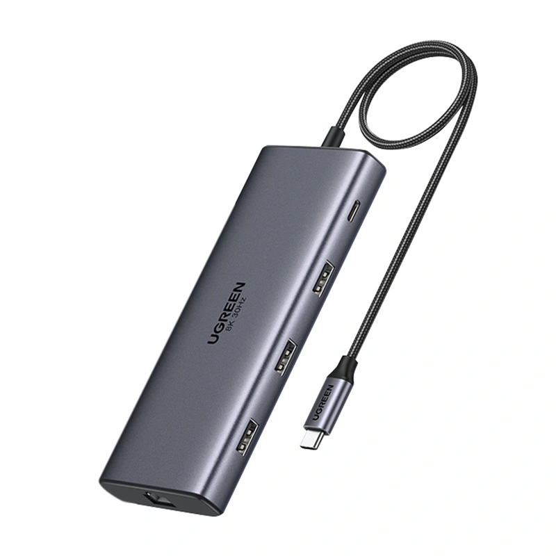 HUB UGREEN CM639 USB-C / 2xHDMI 4K60 Hz, 3xUSB-A, USB-C, SD/TF, RJ45, USB-C PD 100W