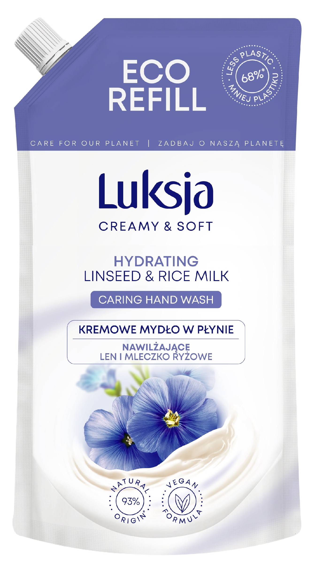 Luksja Creamy & Soft Nawilżające Kremowe Mydło w płynie Len i Mleczko Ryżowe 400ml - zapas