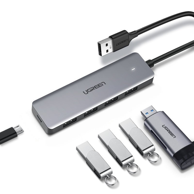 UGREEN USB-A / 4xUSB-A 3.2Gen1 HUB with additional micro USB power port grey