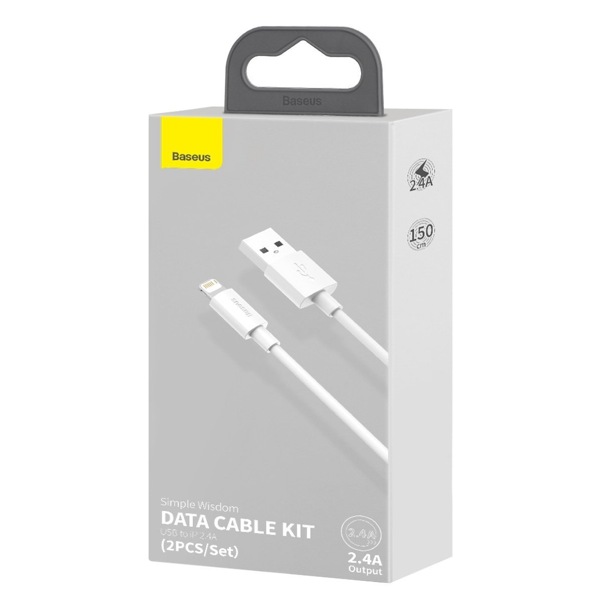 Baseus Simple Wisdom USB-A/Lightning Cable 2.4A, 1.5m (white) [2 PACK]
