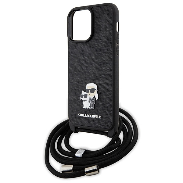 Karl Lagerfeld KLHCP13XSAKCPSK Apple iPhone 13 Pro Max hardcase Crossbody Saffiano Metal Pin black