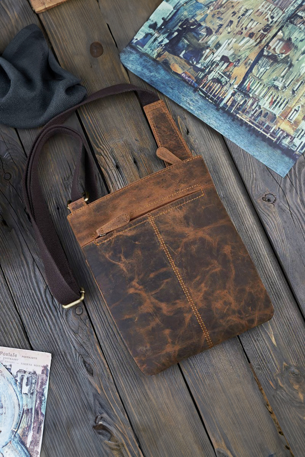  Natural leather bag model 191538 Galanter  brown