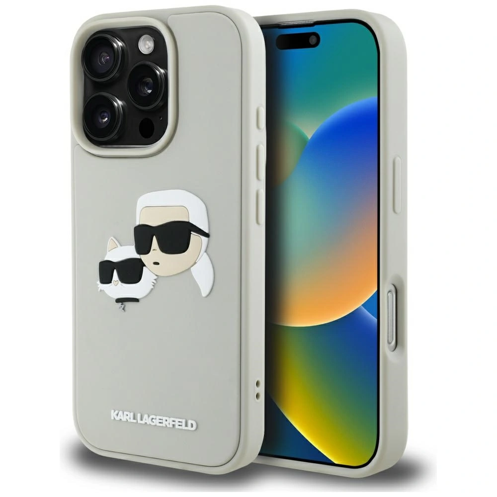 Karl Lagerfeld HC 3D Rubber Double Heads Apple iPhone 16 Pro Max beige