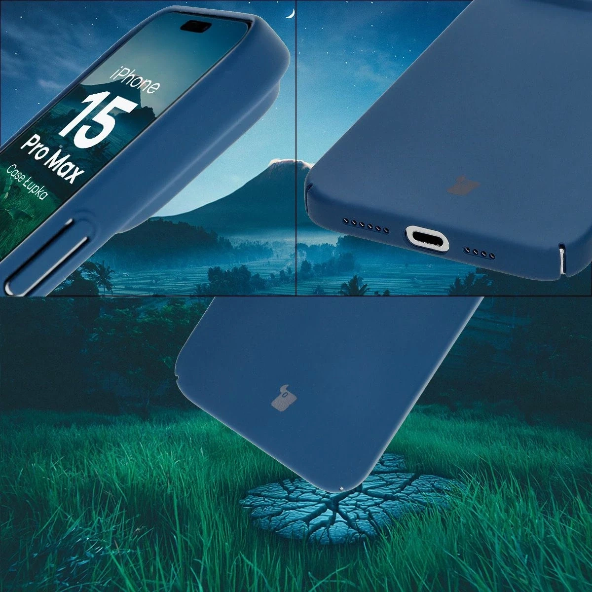 Etui Bizon Case Łupka do Apple iPhone 15 Pro Max niebieskie