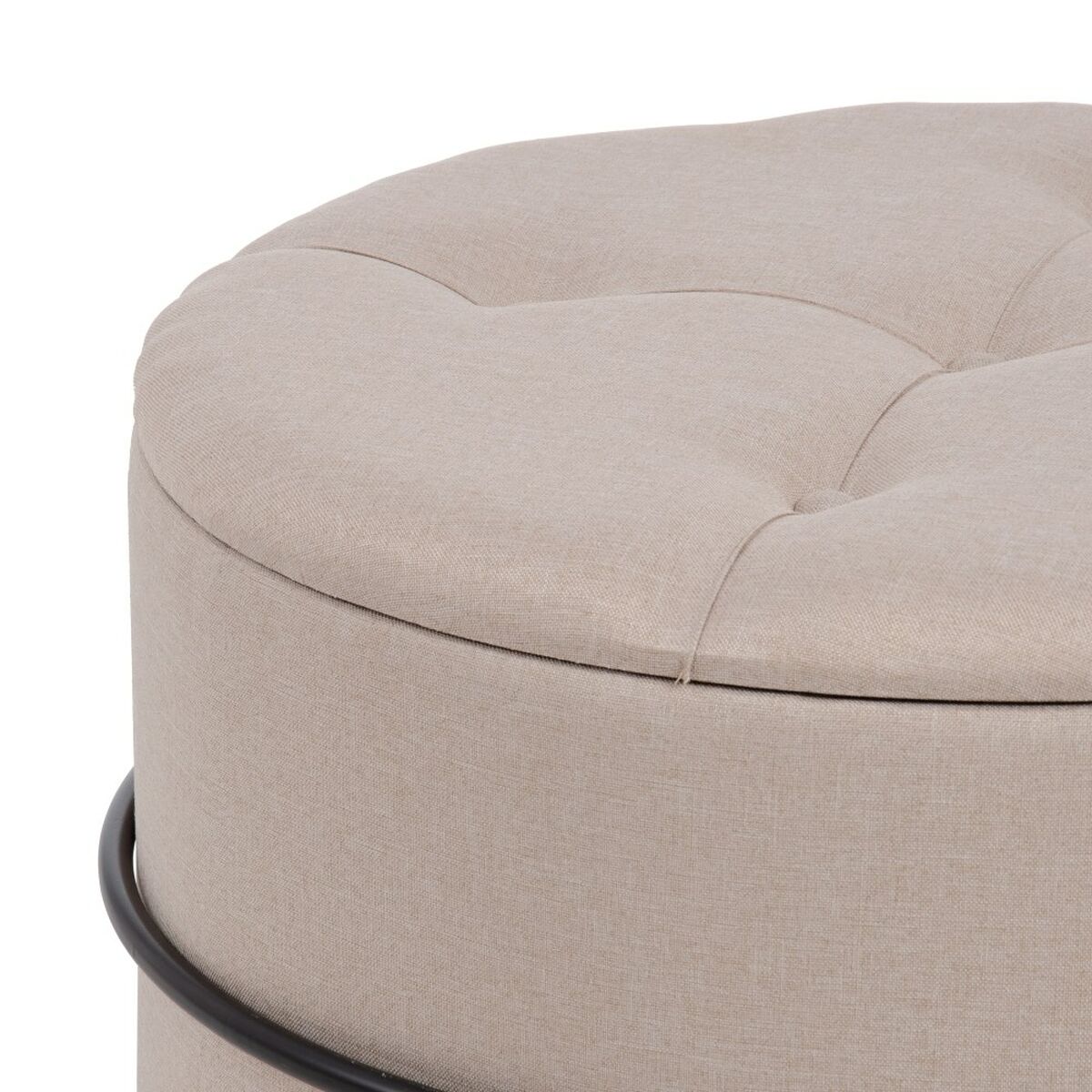 Pouffe 63 x 63 x 41 cm Synthetic Fabric Beige Metal