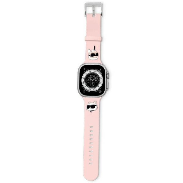 Karl Lagerfeld KLAWLSLKCNP Apple Watch 4/5/6/7/8/9/SE/Ultra 42/44/45/49mm strap 3D Rubber Karl&Choupette Heads pink