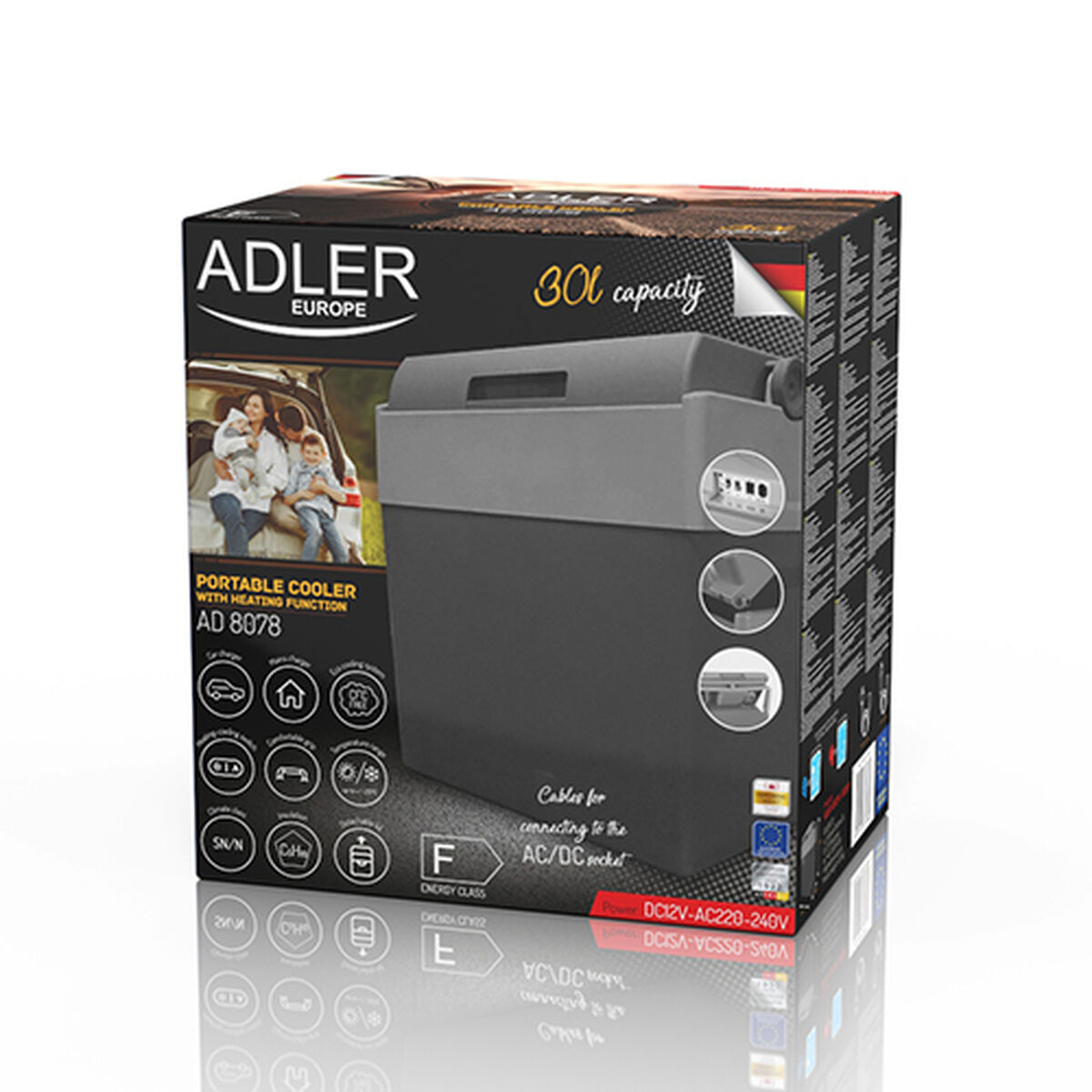 Portable Fridge Adler AD 8078 Black Grey White/Grey 28 L