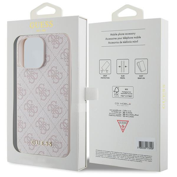 Guess GUHCP15XG4GFPI Apple iPhone 15 Pro Max hard case 4G Metal Gold Logo pink