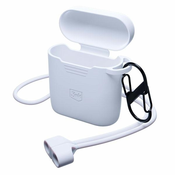 3MK Silicon Case Apple AirPods 2 + carabiner white