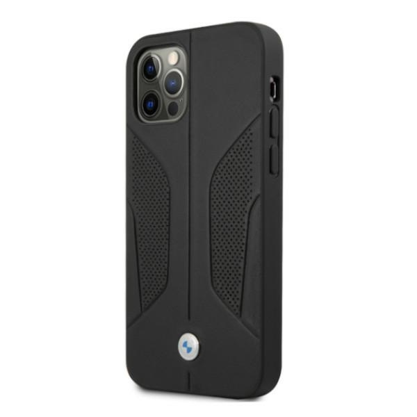 BMW BMHCP12LRSCSK Apple iPhone 12 Pro Max black hardcase Leather Perforate Sides
