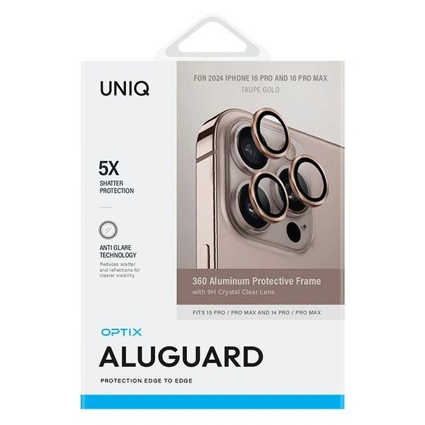 UNIQ Optix Aluminium Camera Lens Protector Apple iPhone 16 Pro / 16 Pro Max taupe gold