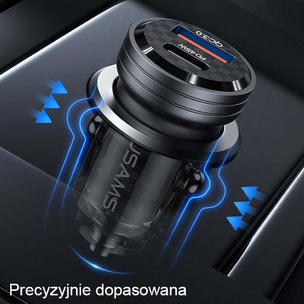 USAMS C35 Car Charger USB-A+USB-C 45W Fast Charge black (US-CC175)