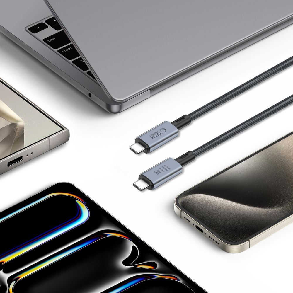 Tech-Protect Ultraboost Max USB-C / USB-C cable Thunderbolt 4.0 8K 40Gbps PD 240W 100cm Grey