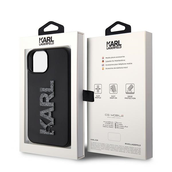 Karl Lagerfeld KLHCP15S3DMBKCK Apple iPhone 15 hardcase 3D Rubber Glitter Logo black