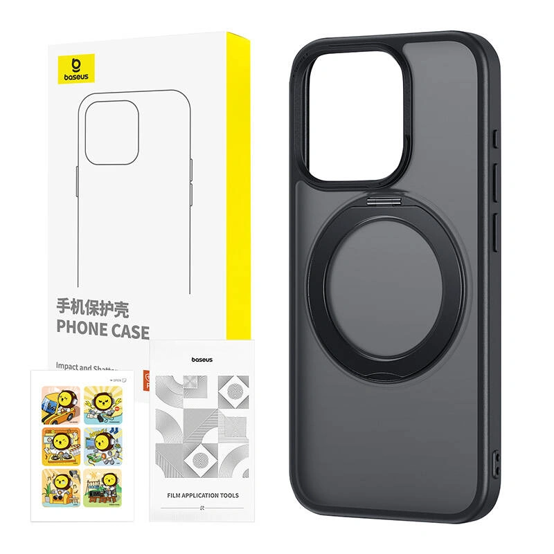 Case + tempered glass set Baseus SkyRing 360° Apple iPhone 15 (black)
