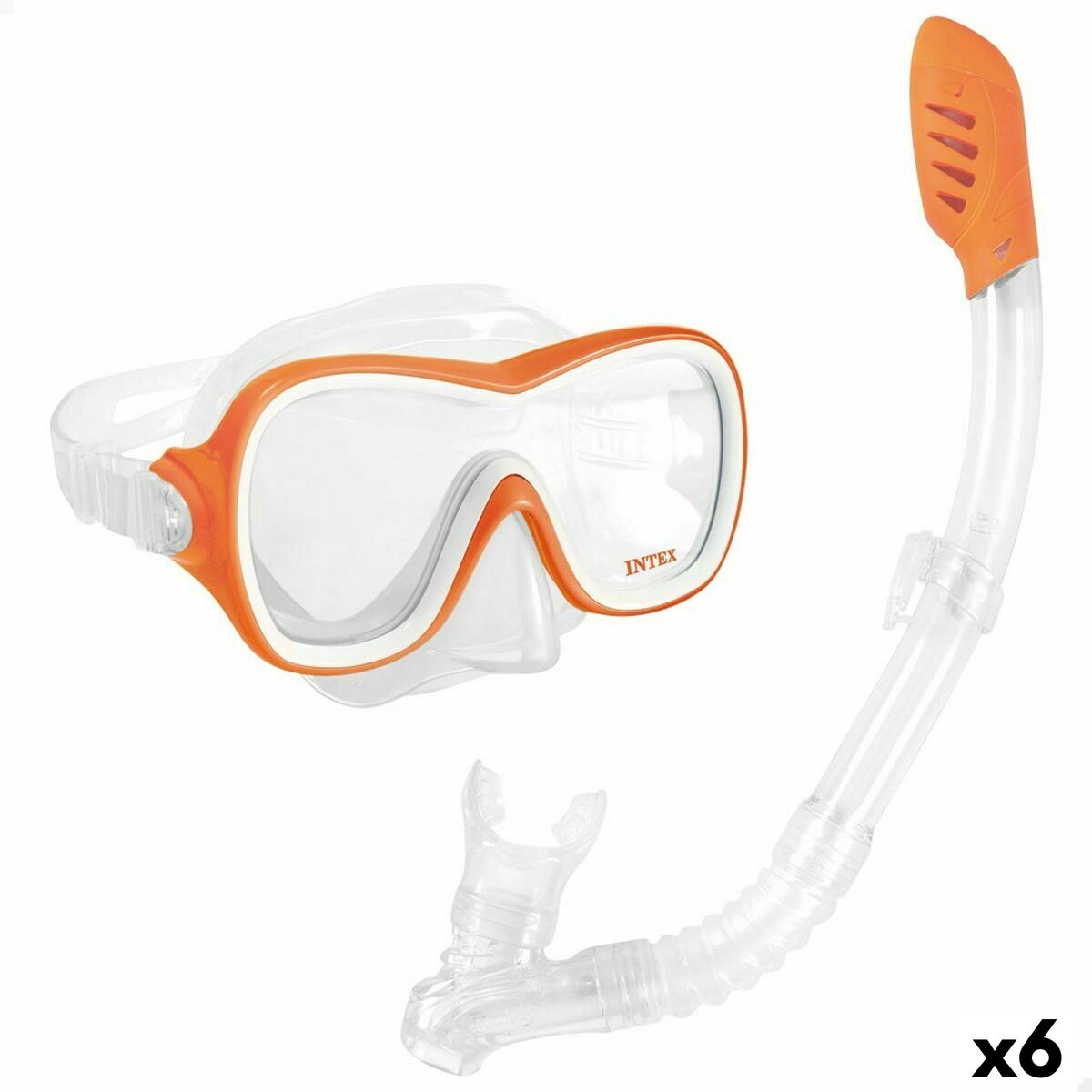 Snorkel Goggles and Tube Intex Wave Rider Orange (6 Units)