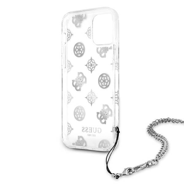 Guess GUHCP12LKSPESI Apple iPhone 12 Pro Max silver hardcase Peony Chain Collection