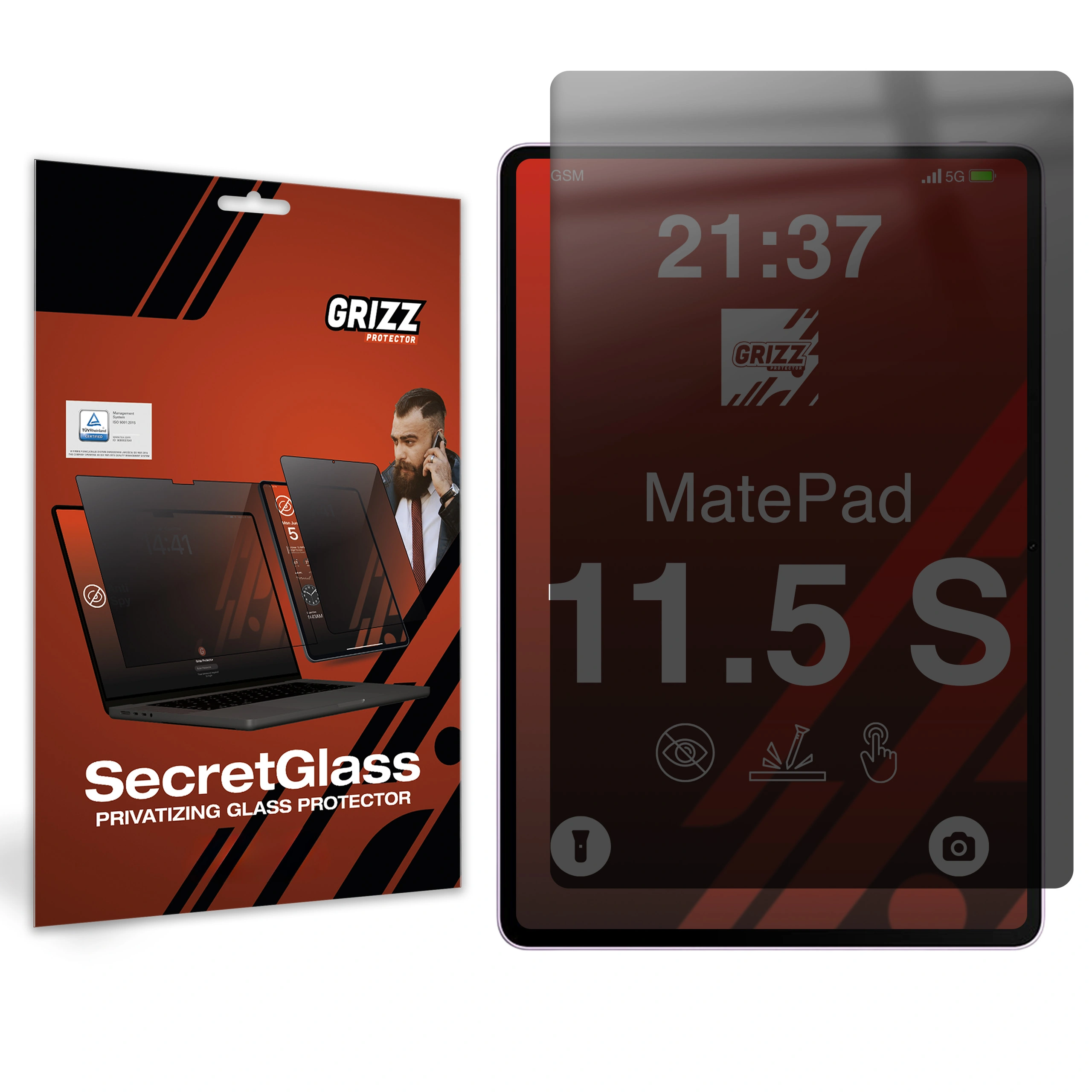 Matowe szkło prywatyzujące GrizzGlass SecretGlass do Huawei MatePad 11.5 S (2025)