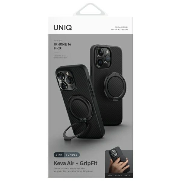 UNIQ Keva Air Apple iPhone 16 Pro Magclick Charging carbon black