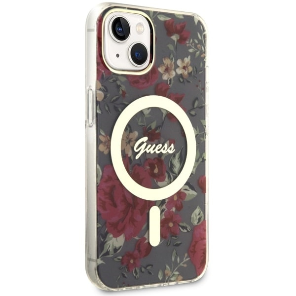 Guess GUHMP14MHCFWSA Apple iPhone 14 Plus khaki hardcase Flower MagSafe