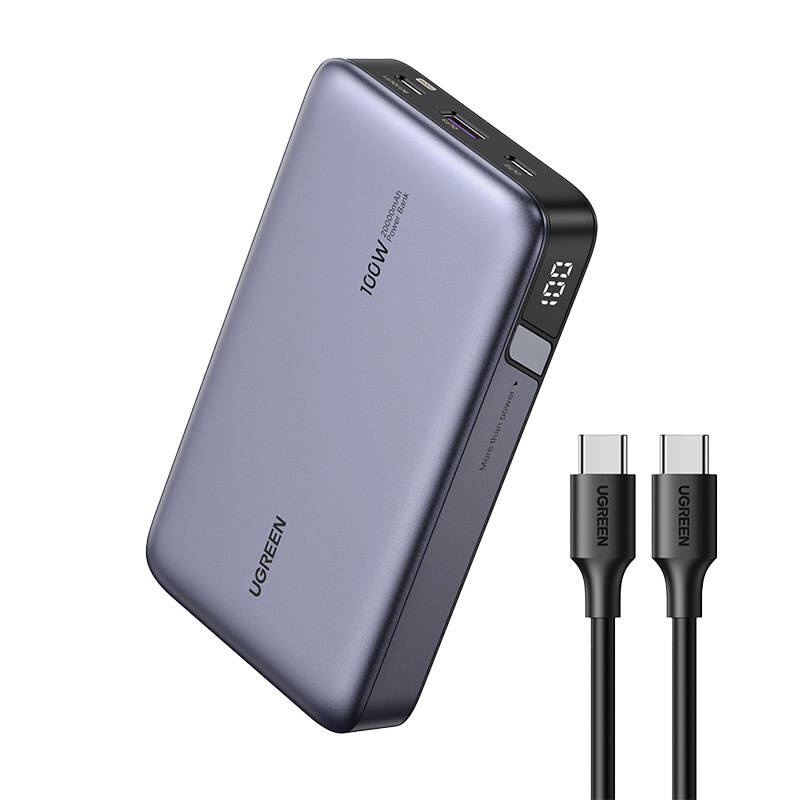 UGREEN PB720 powerbank 20000mAh USB-A, 2xUSB-C 100W PD grey