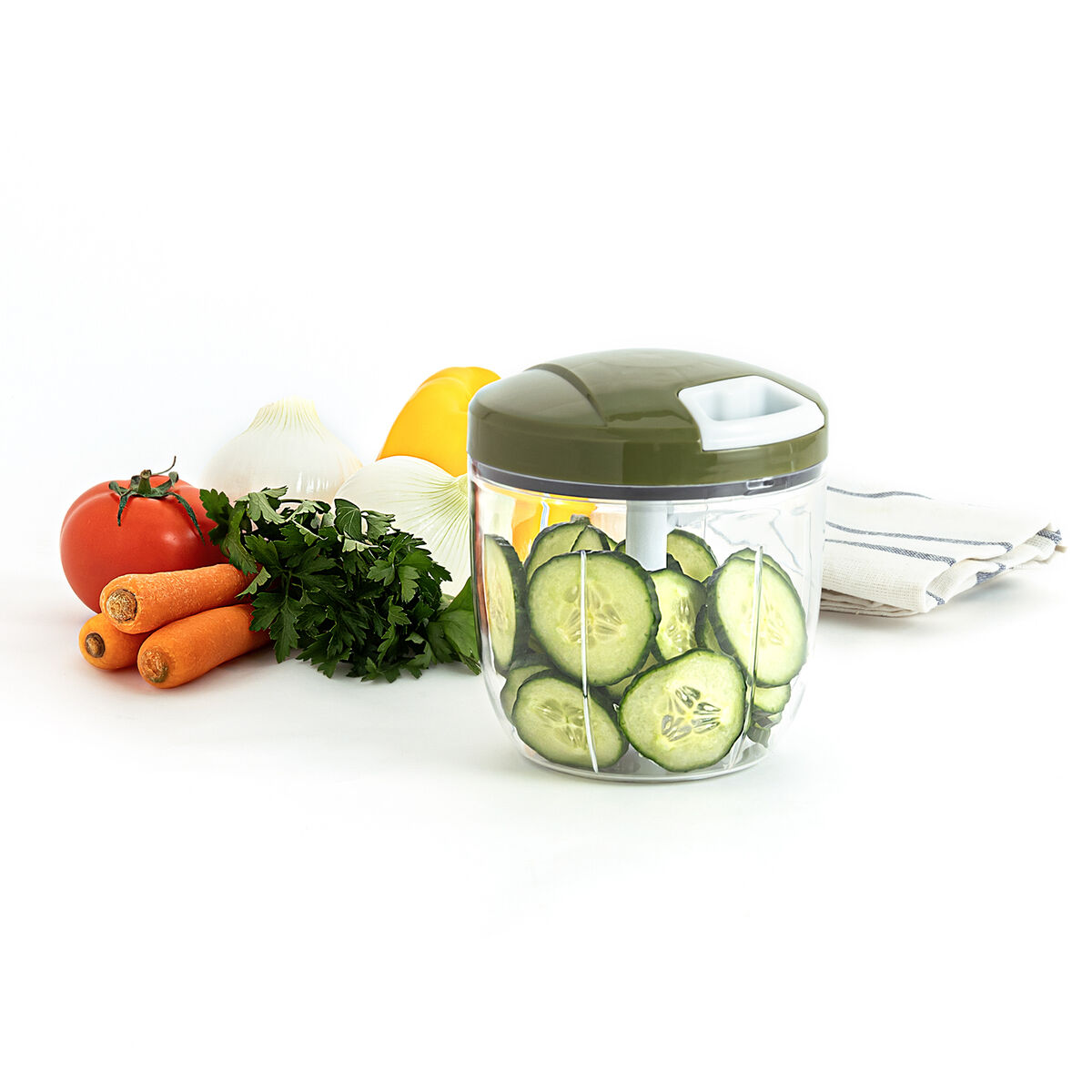 Manual mini chopper with pull cord Quid Naturalia Green Metal 12,5 x 14 cm Manual Manual mini chopper with pull cord Quid Naturalia Green Metal 12,5 x 14 cm Manual