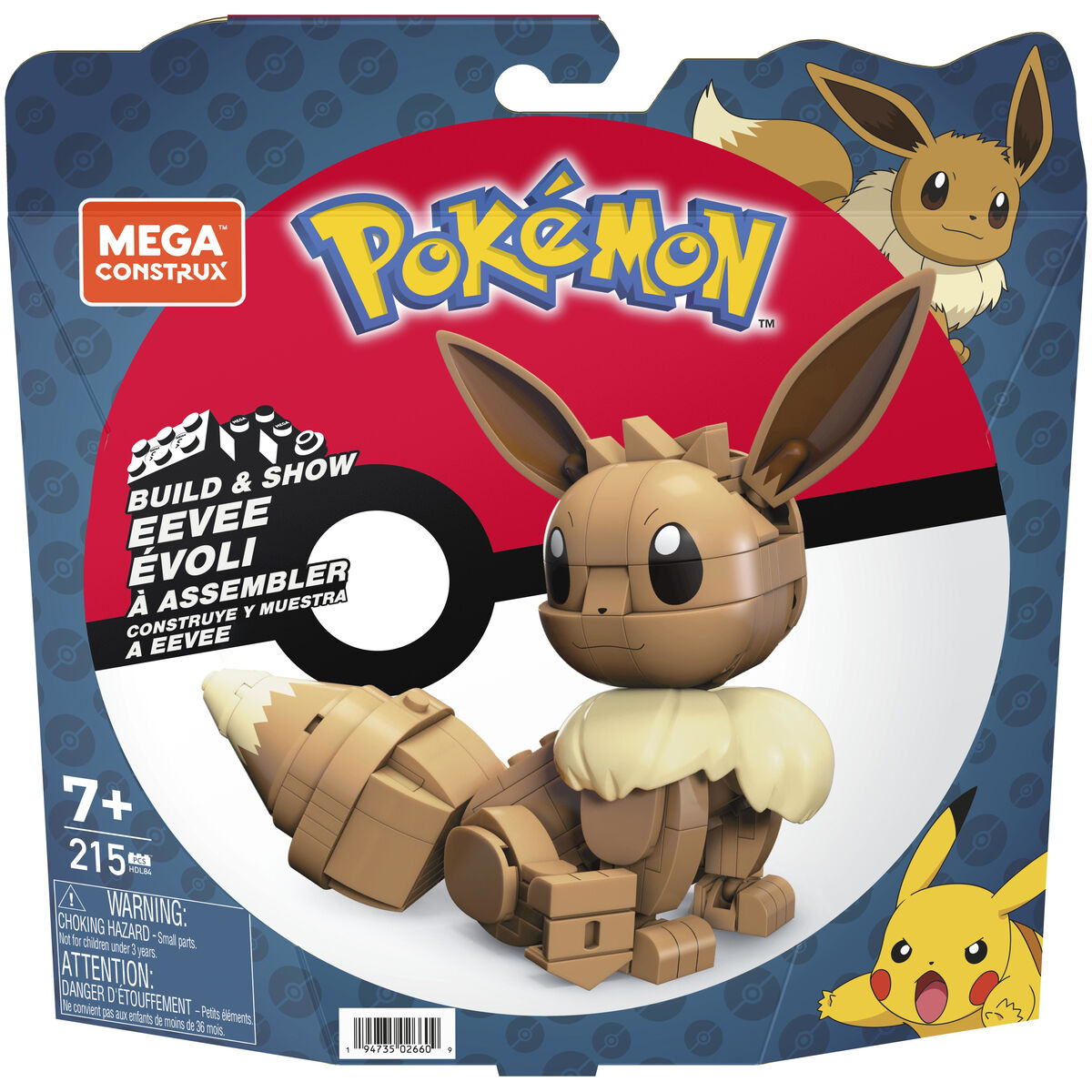 Przegubowa Figura Mega Construx  Eevee Medium + 7 lat 215 Części