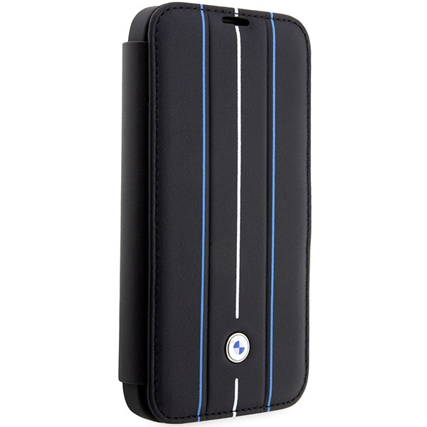 BMW BMBKP14X22RVSK Apple iPhone 14 Pro Max black bookcase Leather Stamp Blue Lines
