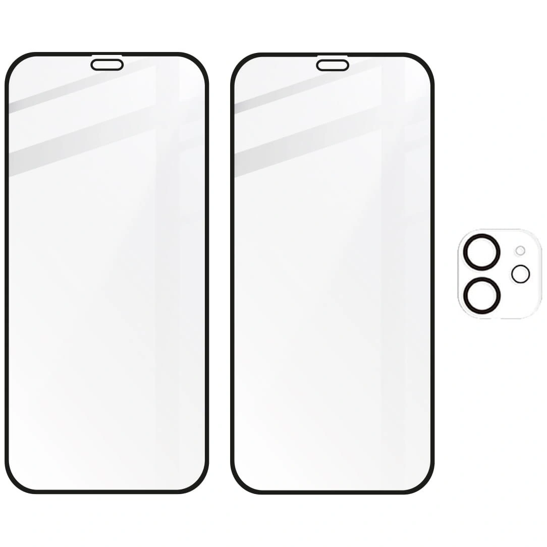 Bizon Glass Edge CF tempered glass - [2 PACK] + lens protection Apple iPhone 12 black